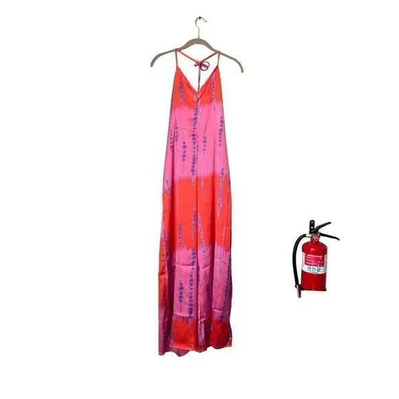 Nasty girl BWT petite tie-dye cross back satin jumpsuit size 4￼/ cruise … - Picture 4 of 8